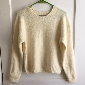 Everlane White Teddy Crew Neck Sweater Size Small